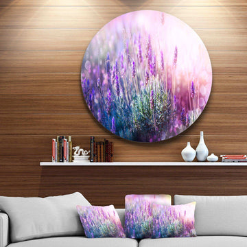 Growing and Blooming Lavender - Floral Oversized Circle Metal Wall Art